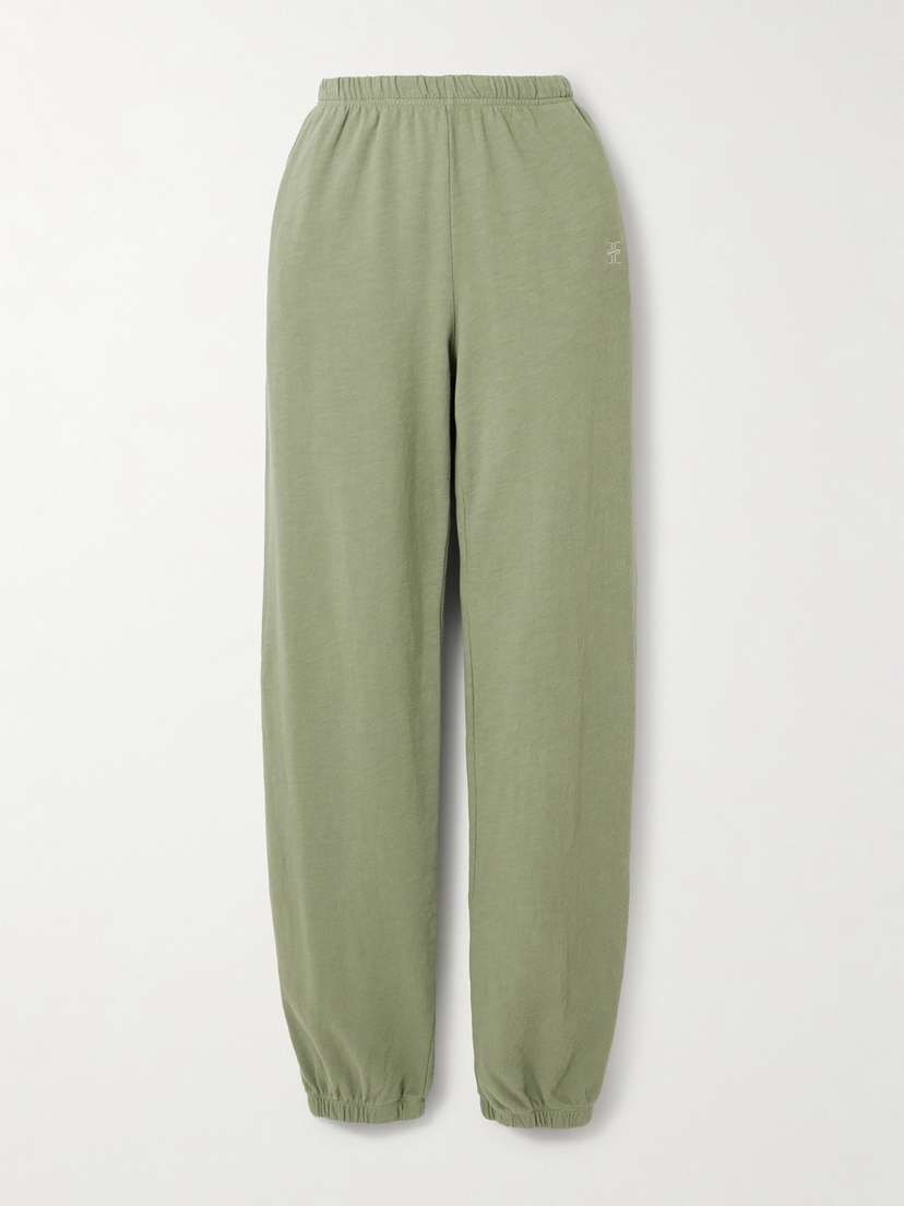 ÉTERNE Vinny Embroidered Cotton-jersey Track Pants