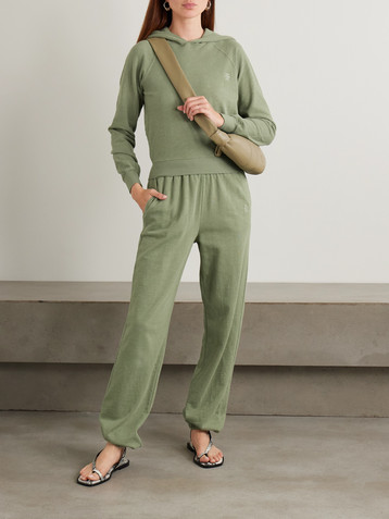 ÉTERNE Sonny cropped embroidered cotton-jersey hoodie