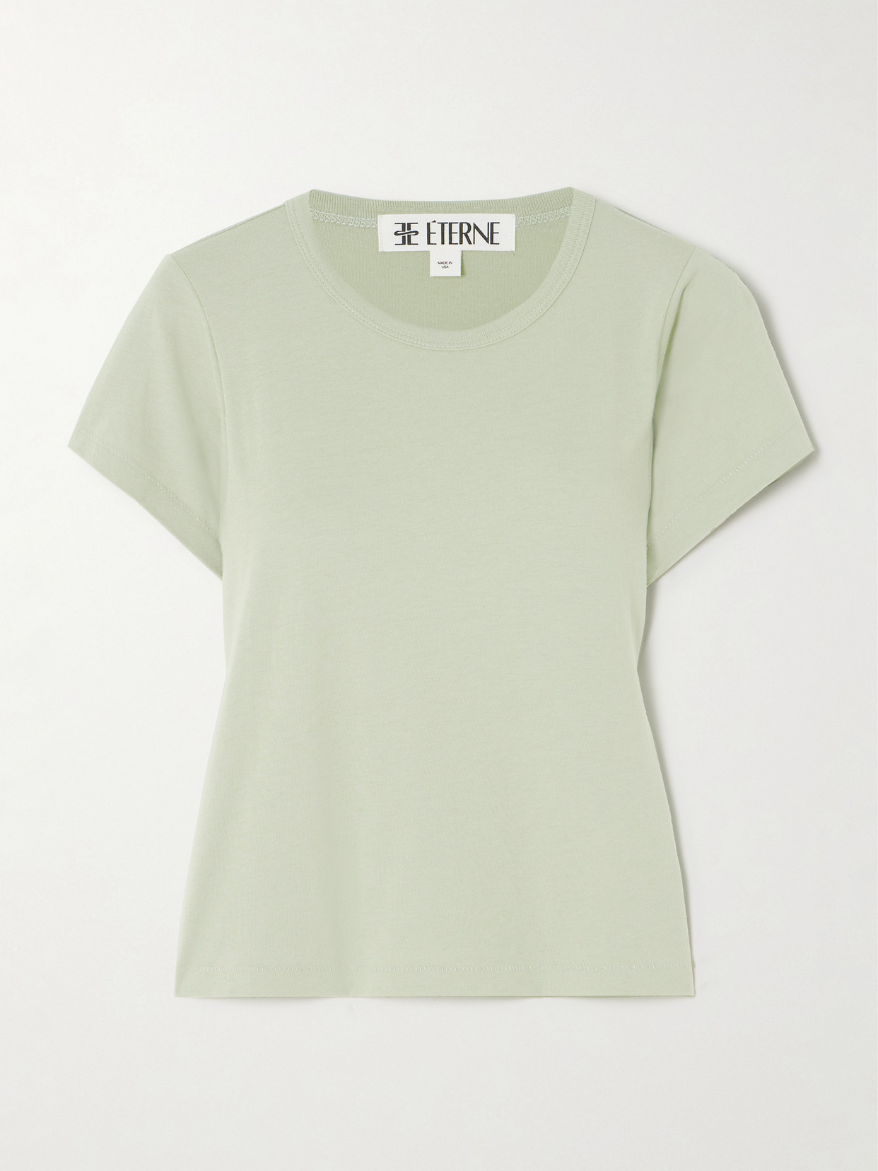Éterne Short Sleeve Baby Tee Cropped Cotton And Modal-blend Jersey T-shirt In Green
