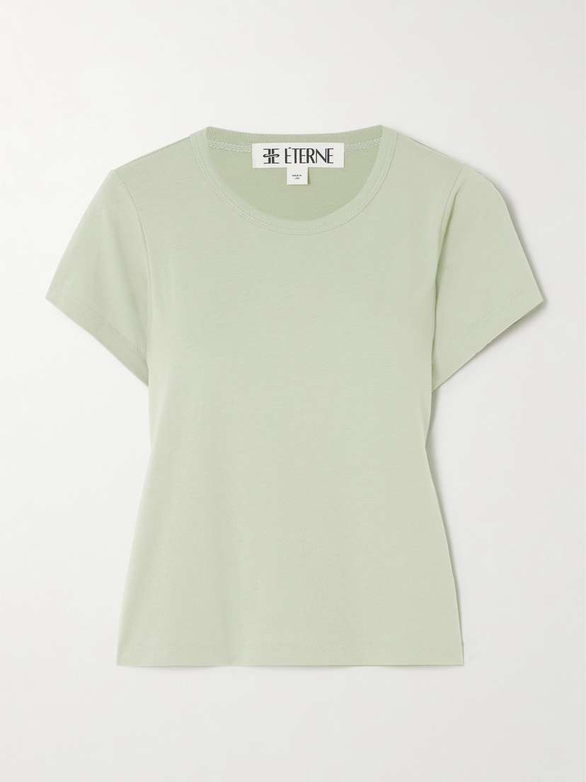 ÉTERNE Short Sleeve Baby Tee Cropped Cotton And Modal-blend Jersey T-shirt