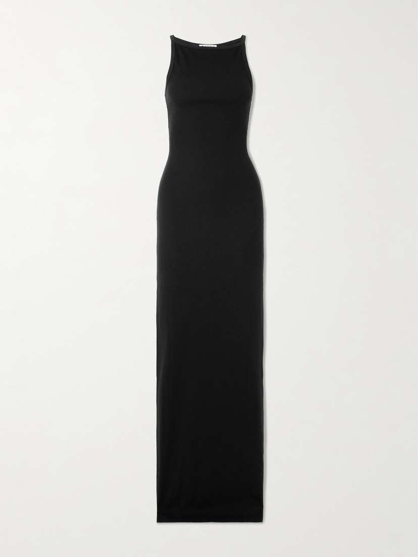 ÉTERNE Iris Ribbed Stretch-cotton And Modal-blend Jersey Maxi Dress