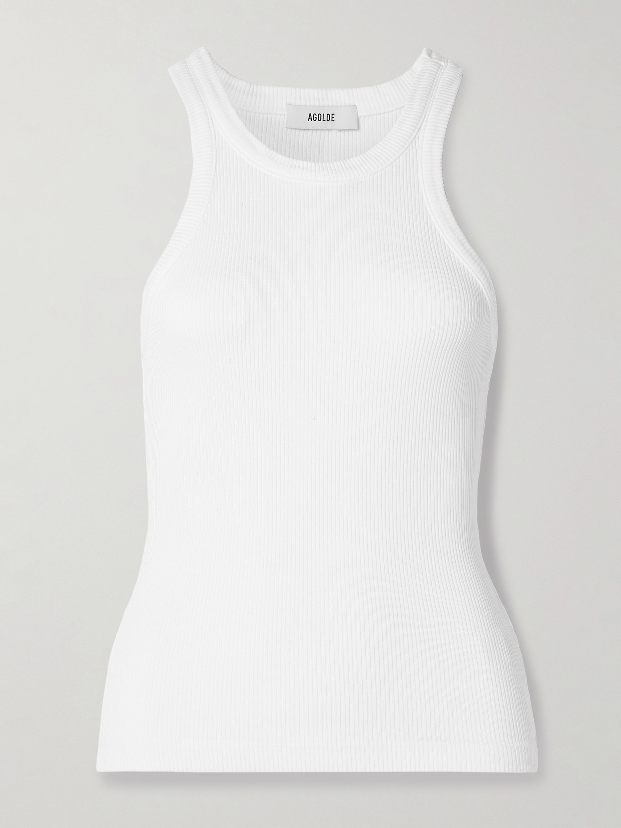 Agolde Rayne Ribbed Stretch Organic Cotton And Lyocell-blend Jersey Tank In White