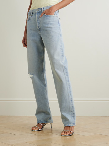 Agolde Kelly distressed high-rise straight-leg jeans