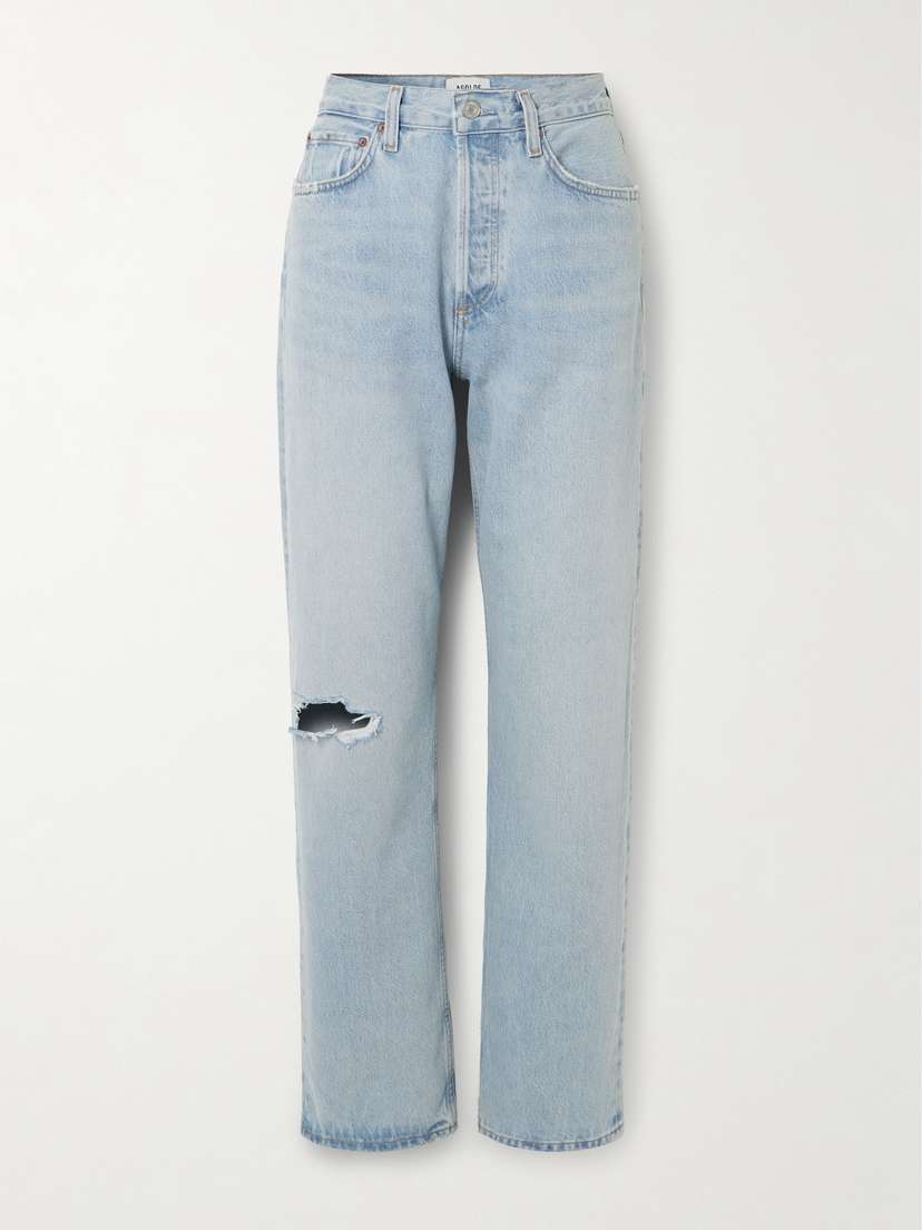 AGOLDE Kelly Distressed High-rise Straight-leg Jeans