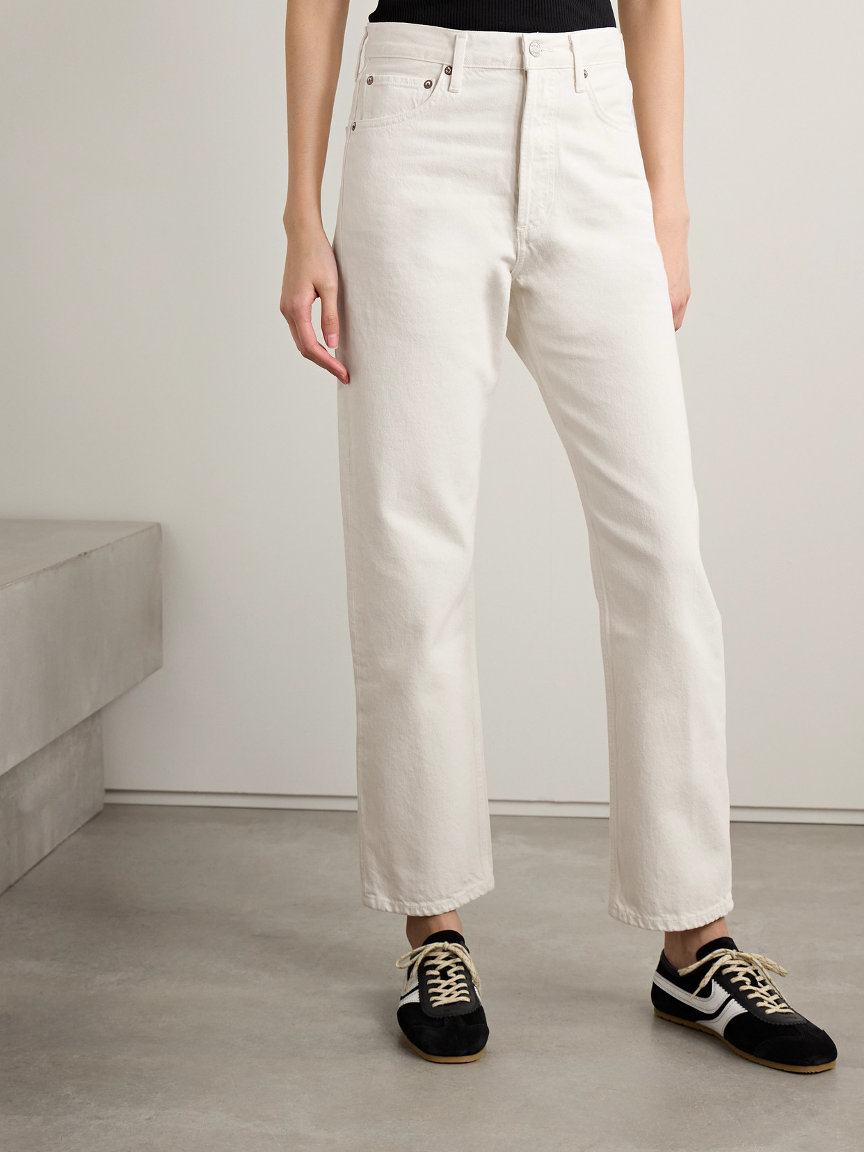 Agolde 90s Crop Mid Rise Loose Straight Jean In Element In White
