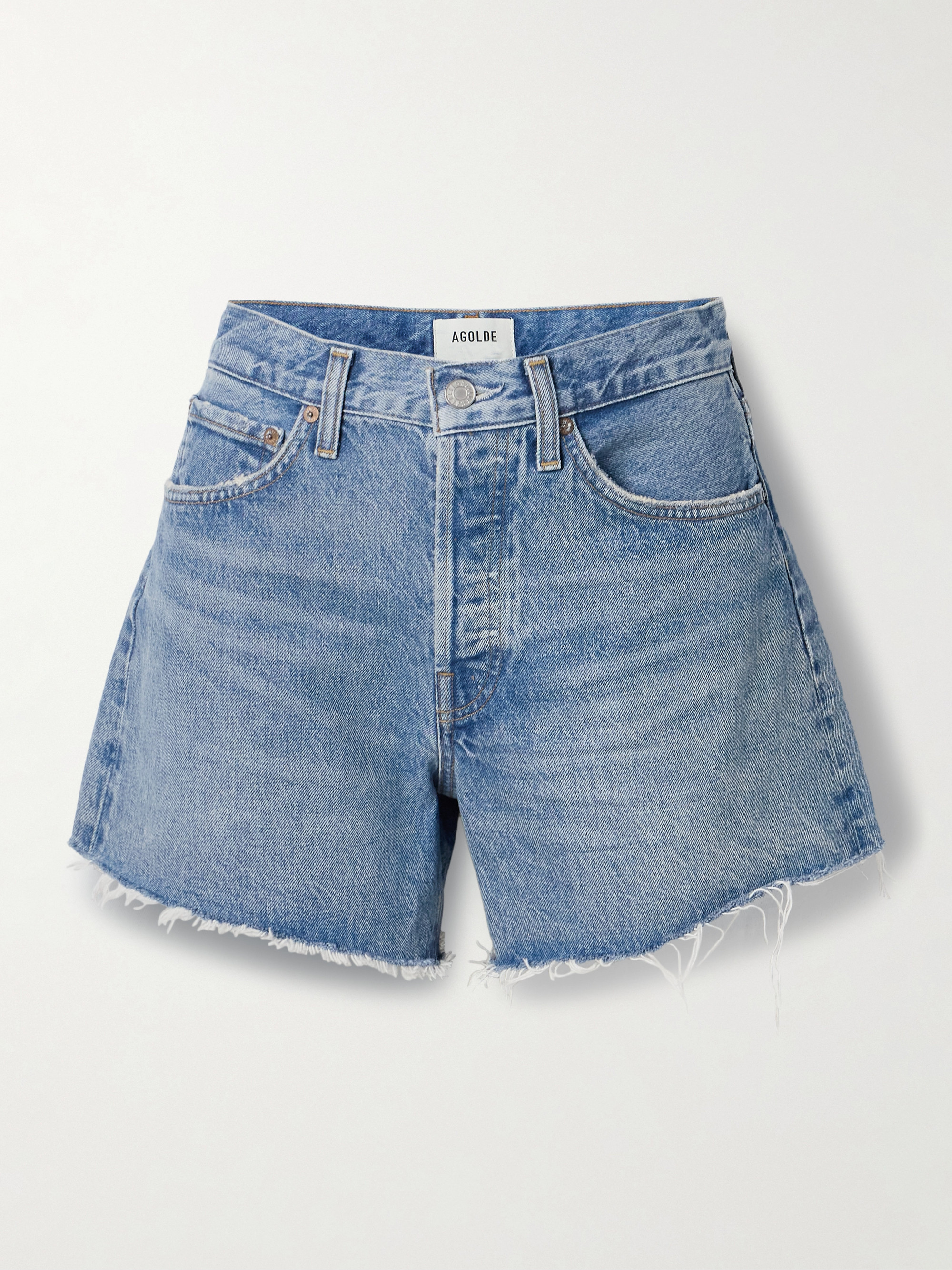 Agolde Parker Long distressed denim shorts thumbnail