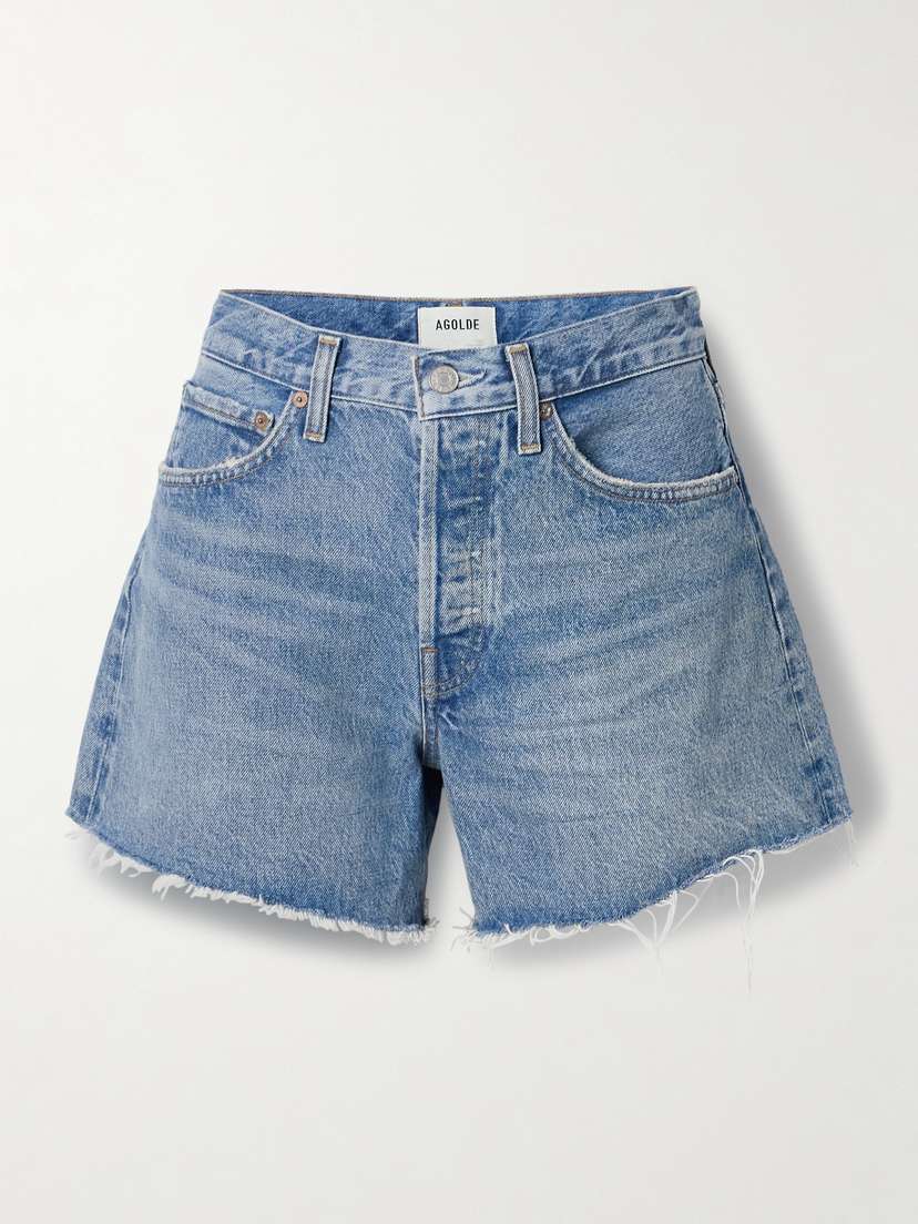 AGOLDE Parker Long Distressed Denim Shorts