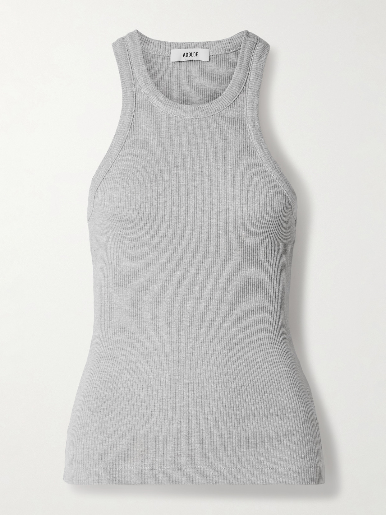 Agolde Rayne Ribbed Stretch Organic Cotton And Lyocell-blend Jersey Tank In Gray