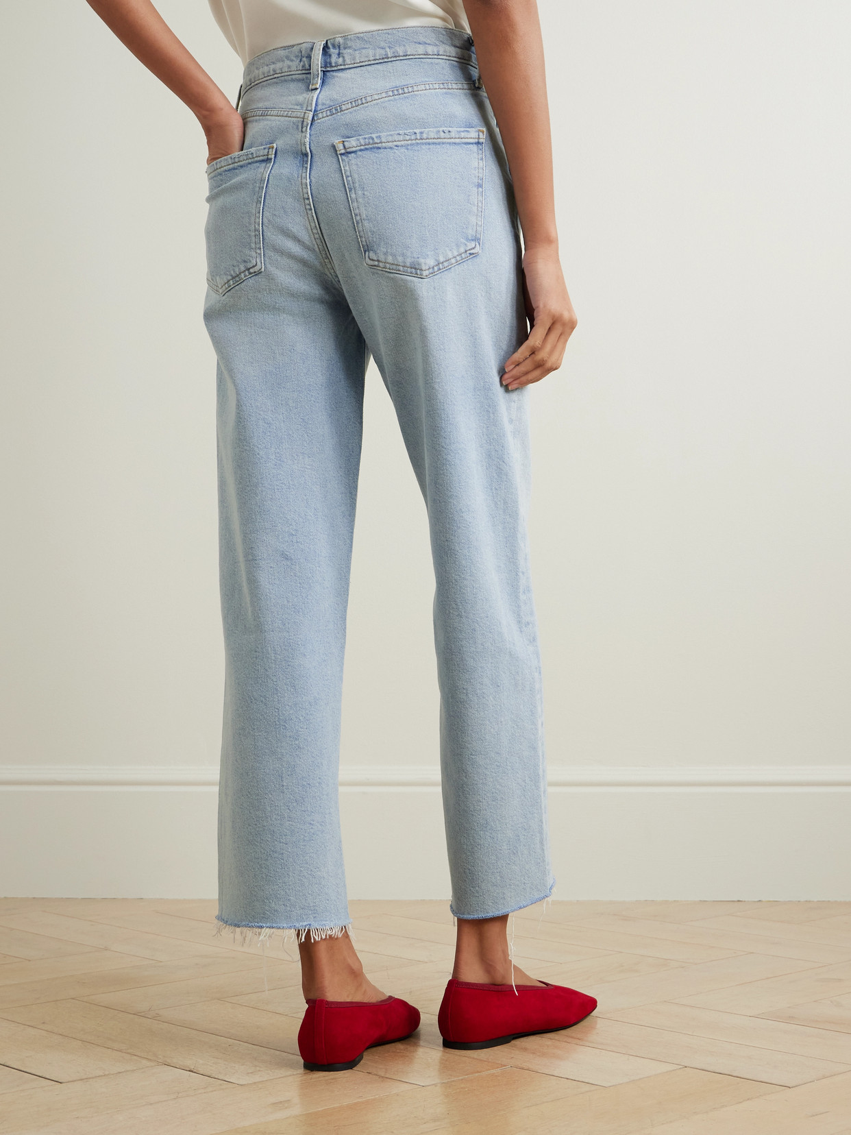 Agolde Crossed Denim Wide Leg Pants In Blue