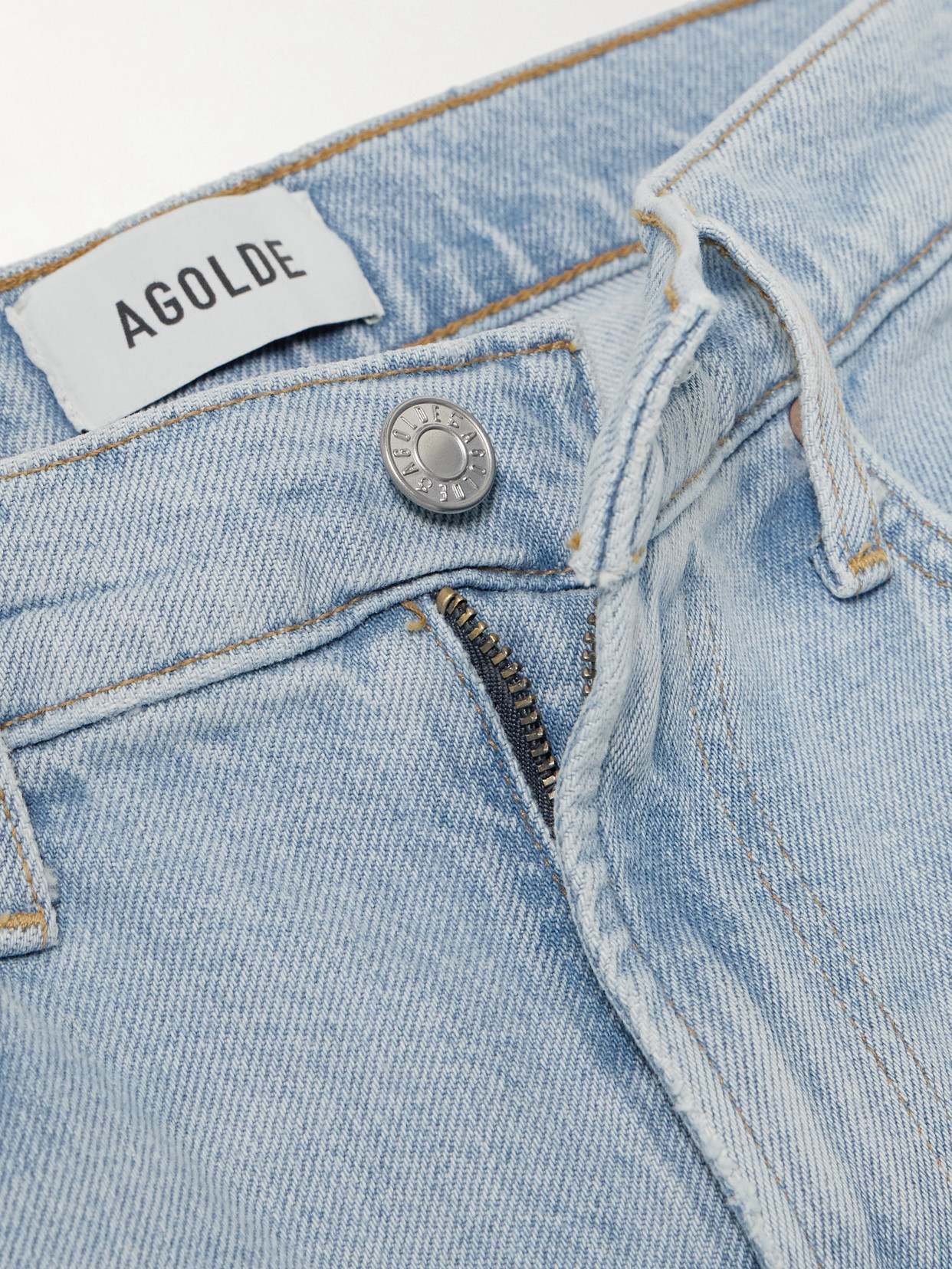 Agolde Crossed Denim Wide Leg Pants In Blue