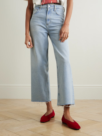 Agolde Ren frayed high-rise wide-leg jeans