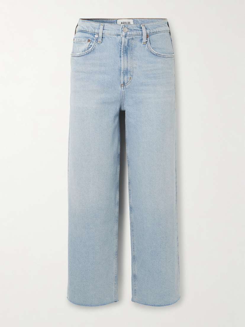 AGOLDE Ren Frayed High-rise Wide-leg Jeans