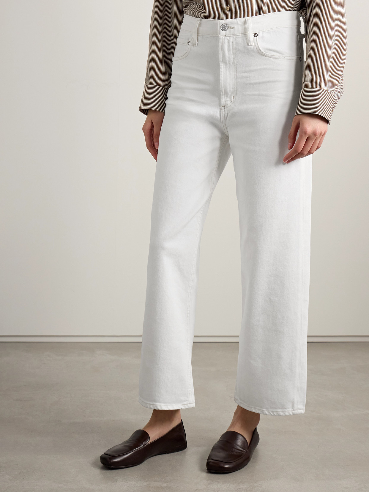 Agolde Ren High-rise Wide-leg Jeans In White