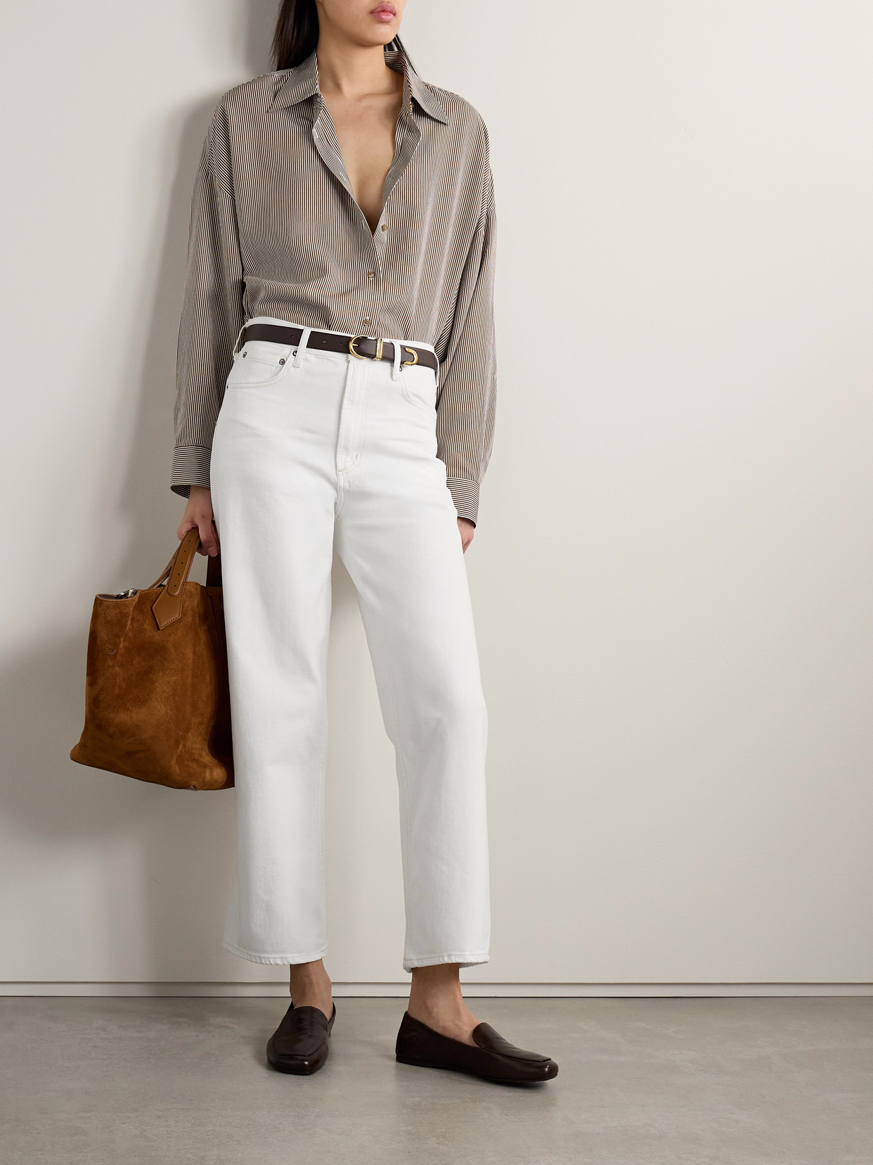 Agolde Ren High-rise Wide-leg Jeans In White