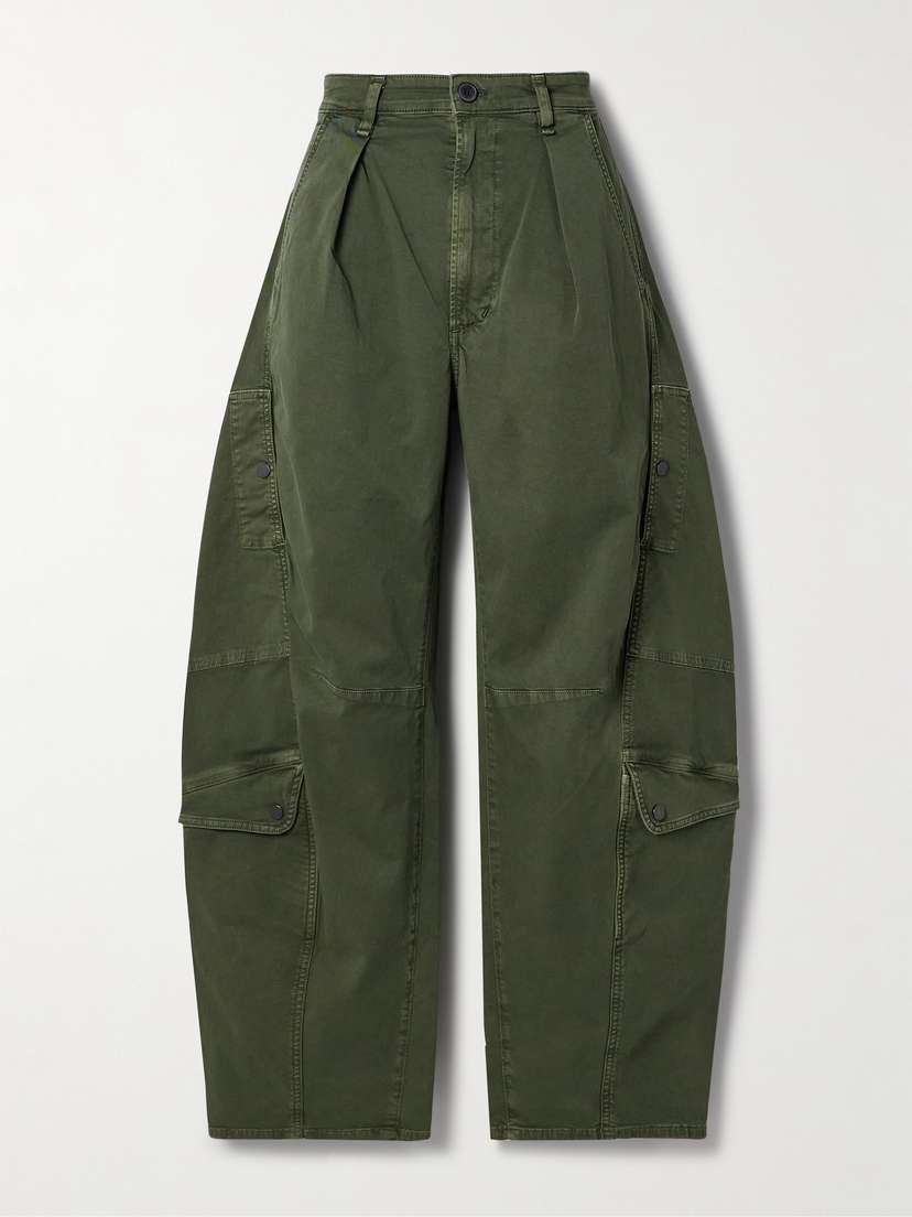 Citizens of Humanity Flight Pleated Organic Cotton-blend Twill Barrel-leg Pants