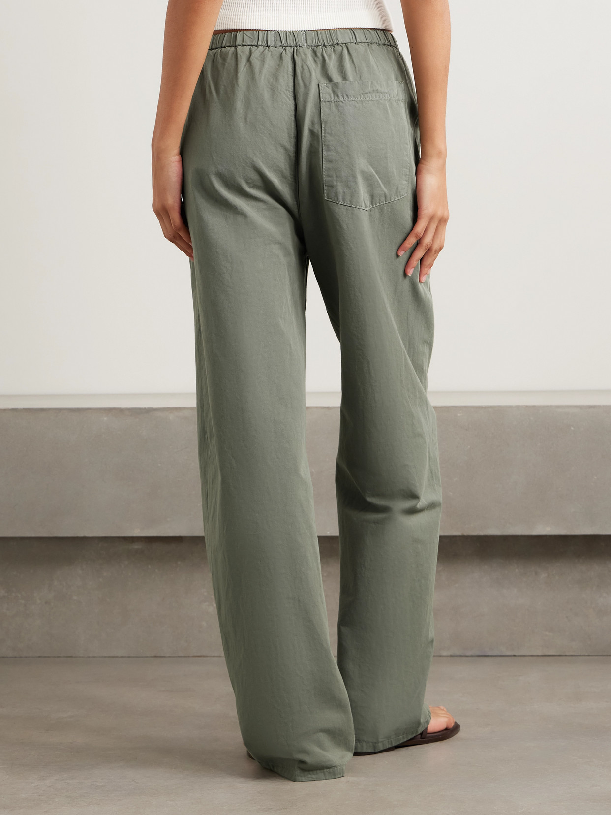 Citizens Of Humanity Aurora Cotton And Linen-blend Wide-leg Pants In Green