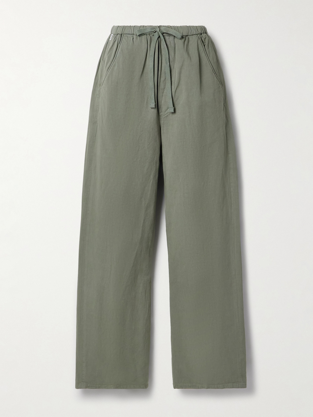 Citizens Of Humanity Aurora Cotton And Linen-blend Wide-leg Pants In Green