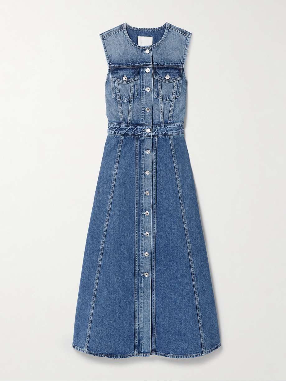 idalene organic denim midi shirt dress