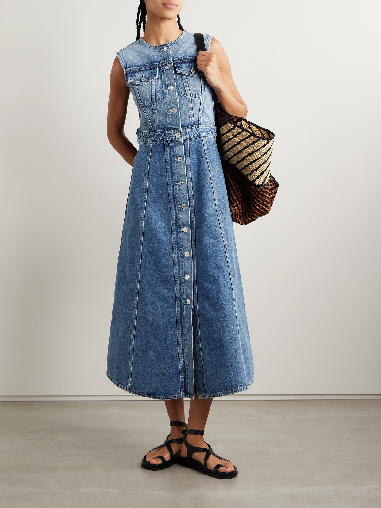 Citizens Of Humanity Idalene Organic Denim Midi Shirt Dress In Blue
