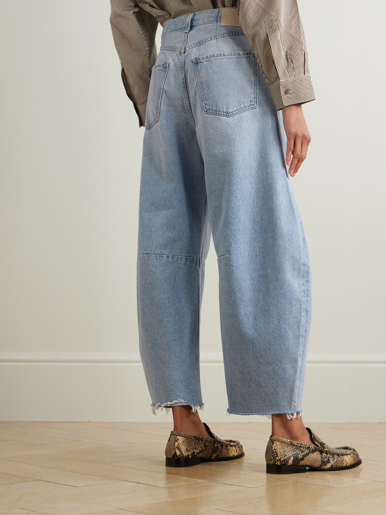 Citizen Of Humanity Horseshoe Frayed High-rise Wide-leg Jeans In Blue