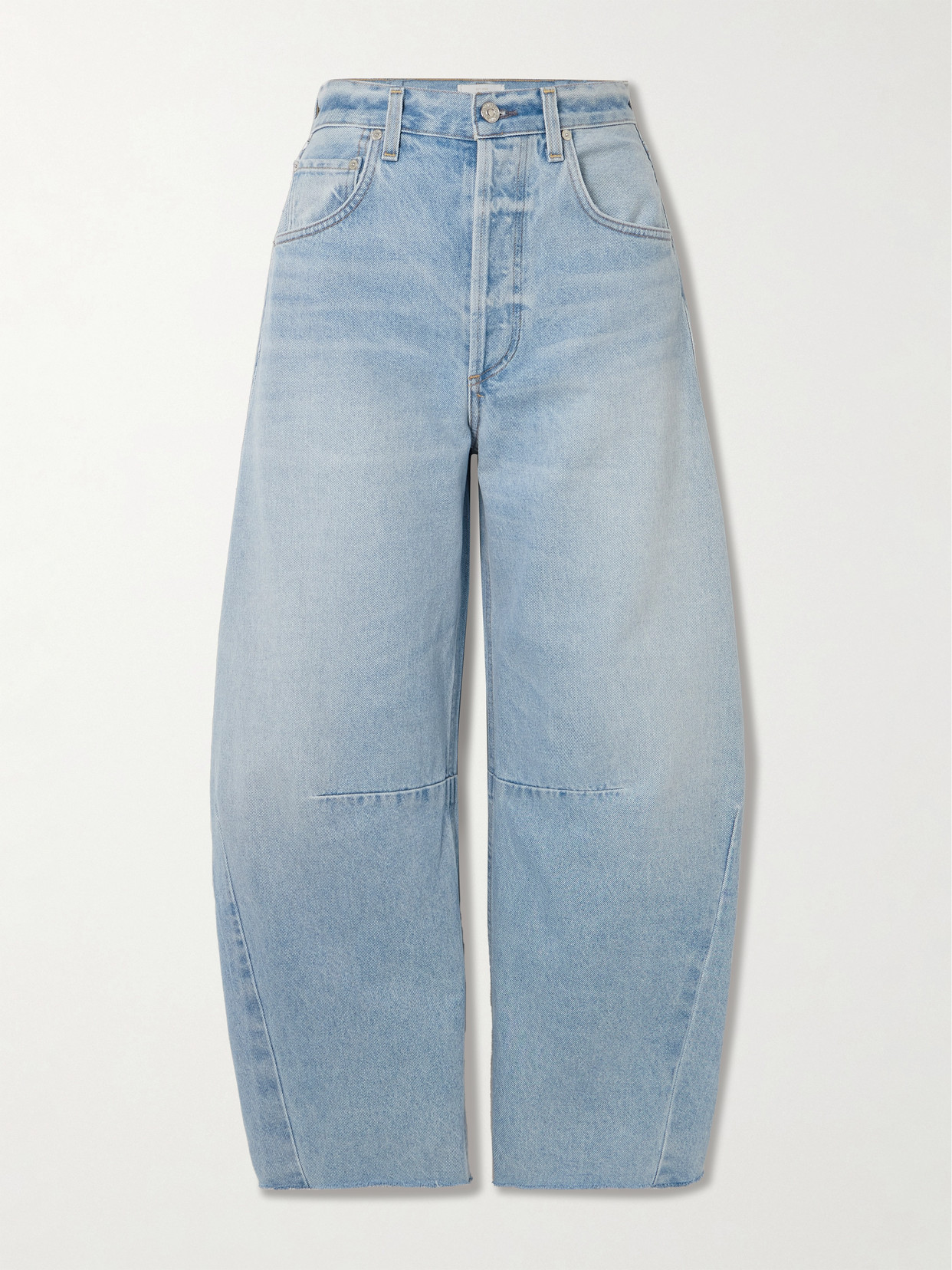 Citizens Of Humanity Horseshoe Frayed High-rise Wide-leg Jeans In Blue