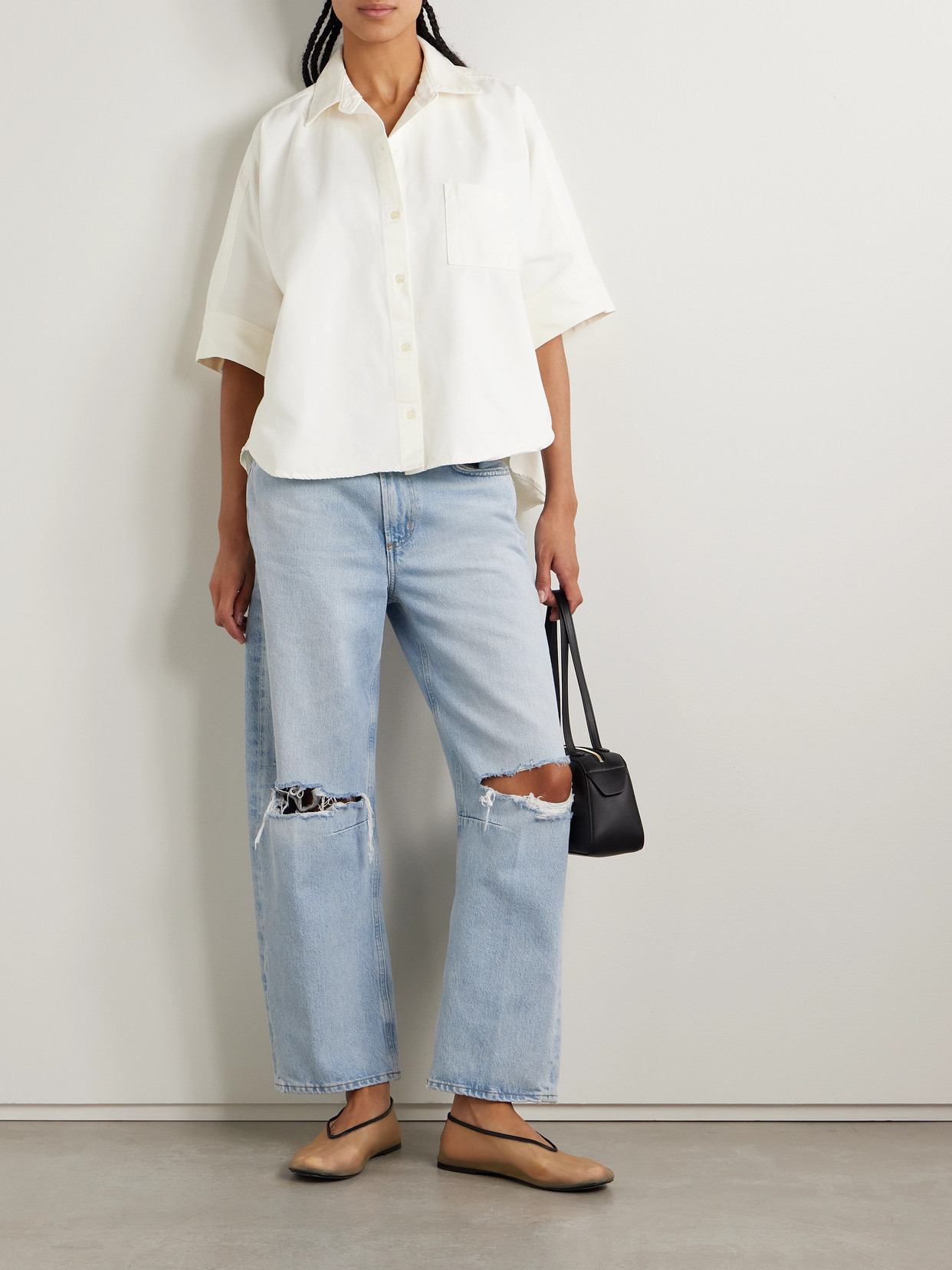 Citizen Of Humanity Claire Origami Cotton Shirt In Ivory
