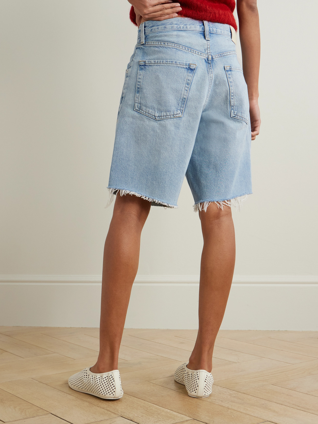 Citizen Of Humanity Citizens Of Humanity Ayla High Waist Raw Hem Cutoff Denim Bermuda Shorts In Blue