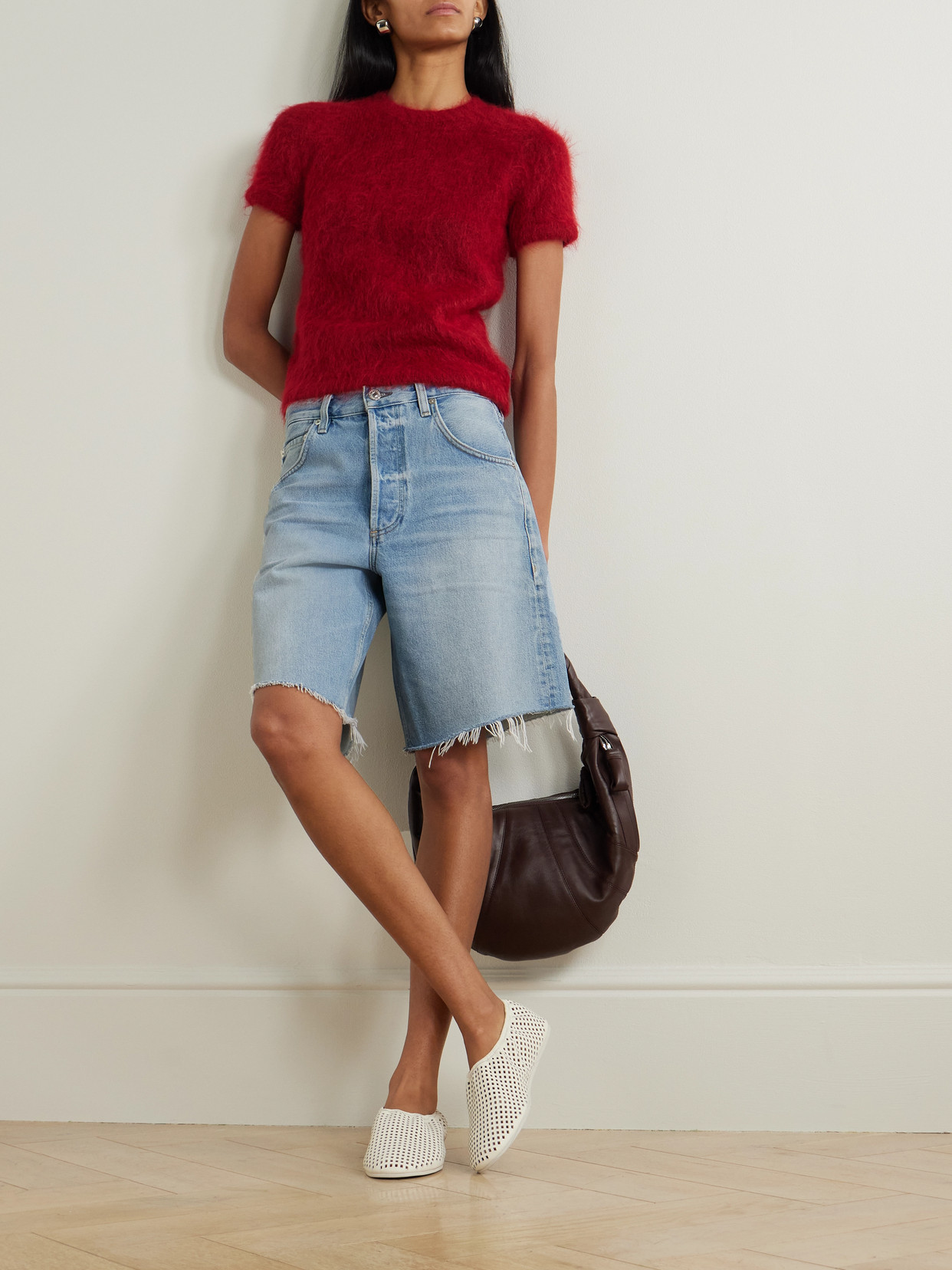 Citizen Of Humanity Citizens Of Humanity Ayla High Waist Raw Hem Cutoff Denim Bermuda Shorts In Blue