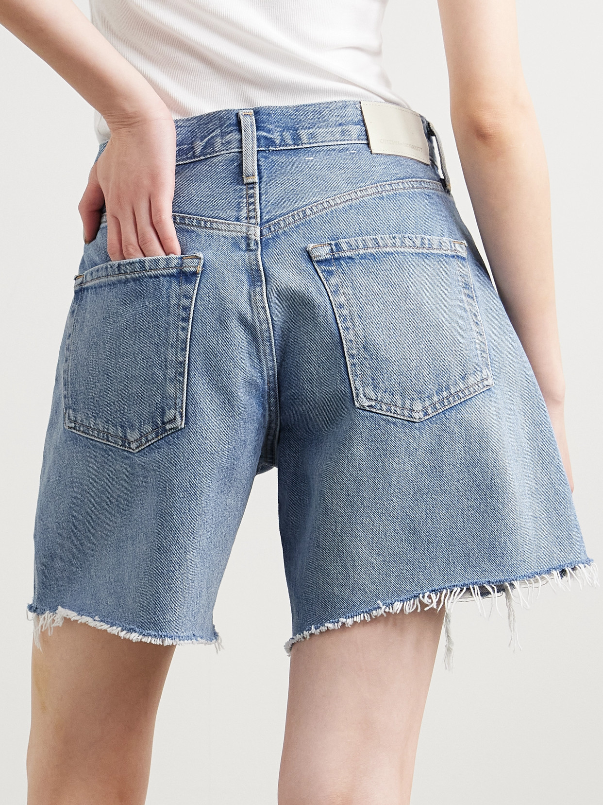 Citizens Of Humanity Marlow Distressed Denim Shorts In Blue