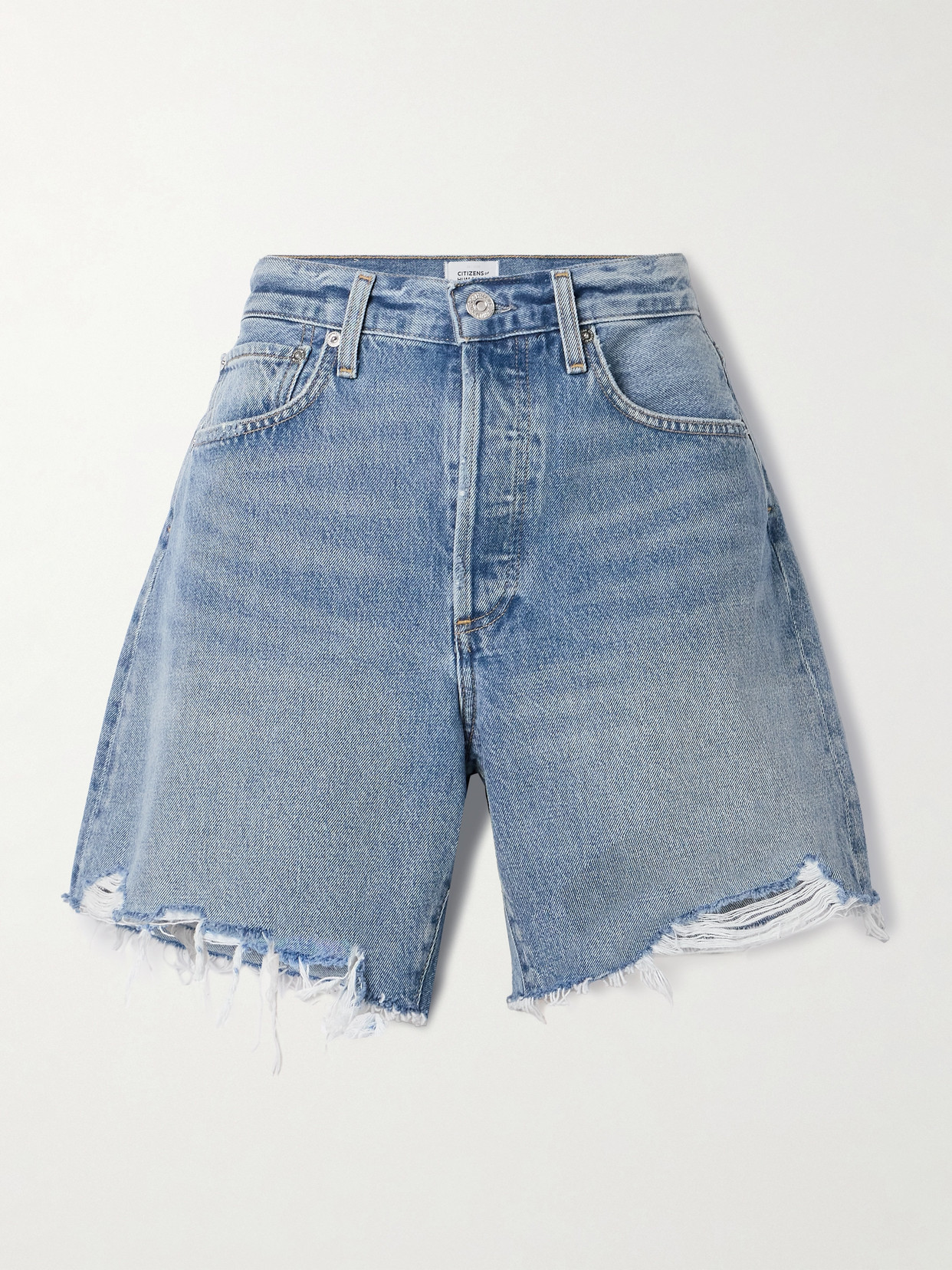 Citizens Of Humanity Marlow Distressed Denim Shorts In Blue
