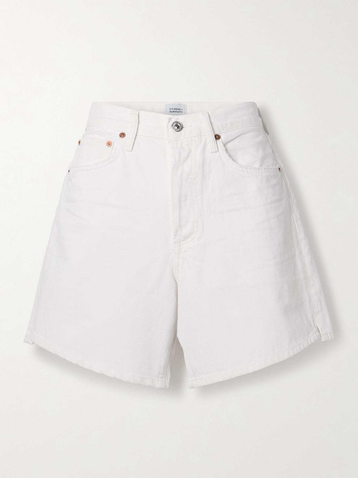 Citizens Of Humanity Marlow Distressed Organic Denim Shorts In White