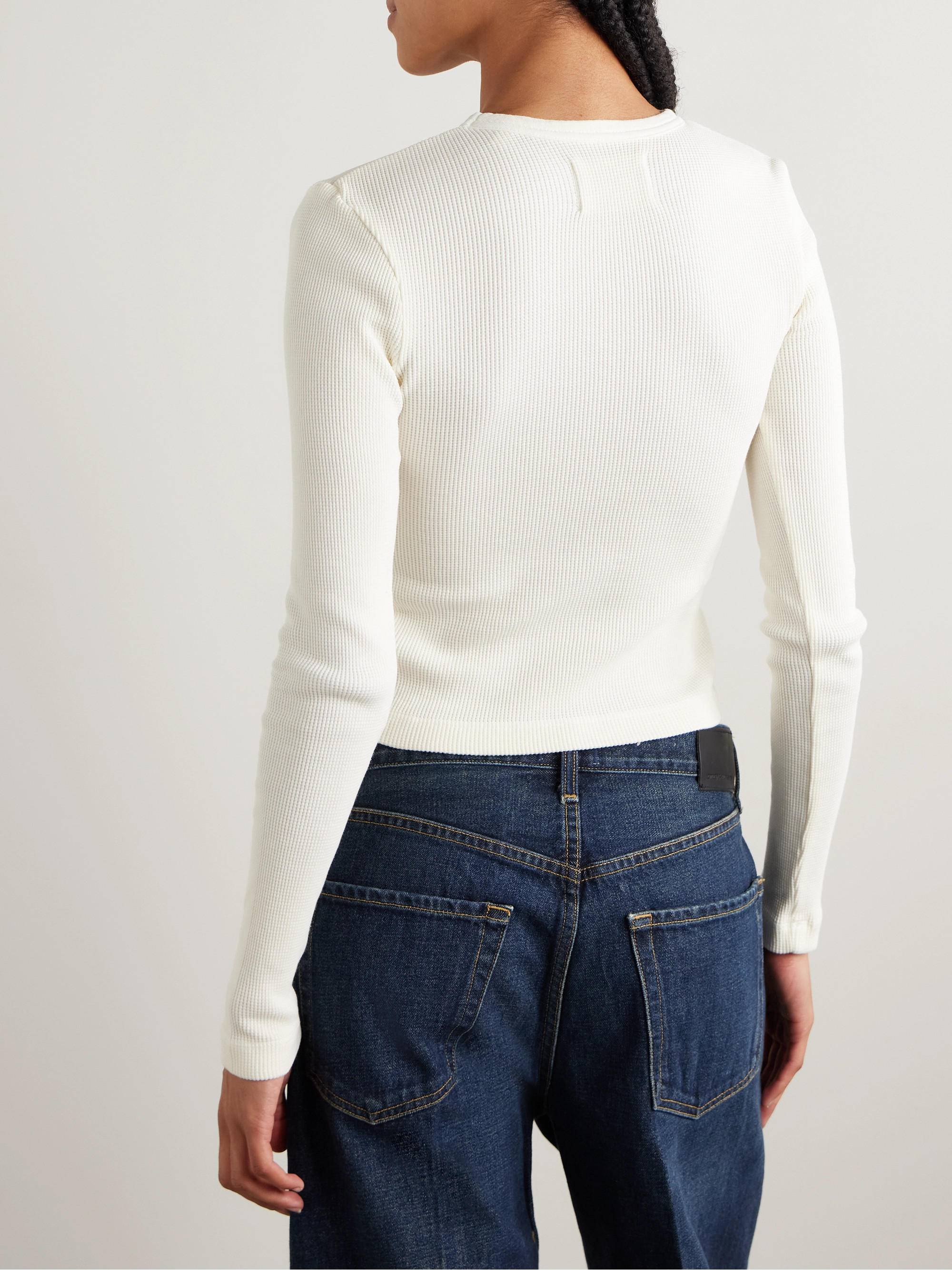 Citizens Of Humanity Pilar cropped waffle-knit cotton T-shirt