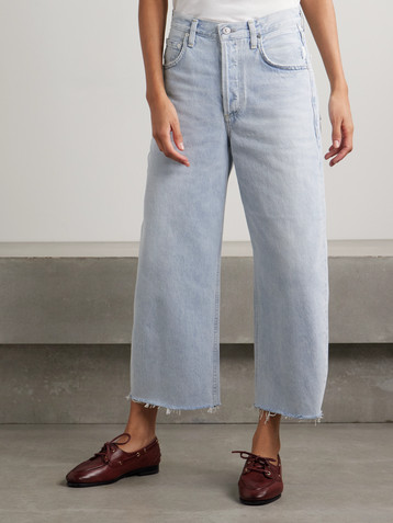 Citizens Of Humanity Ayla cropped frayed high-rise wide-leg jeans