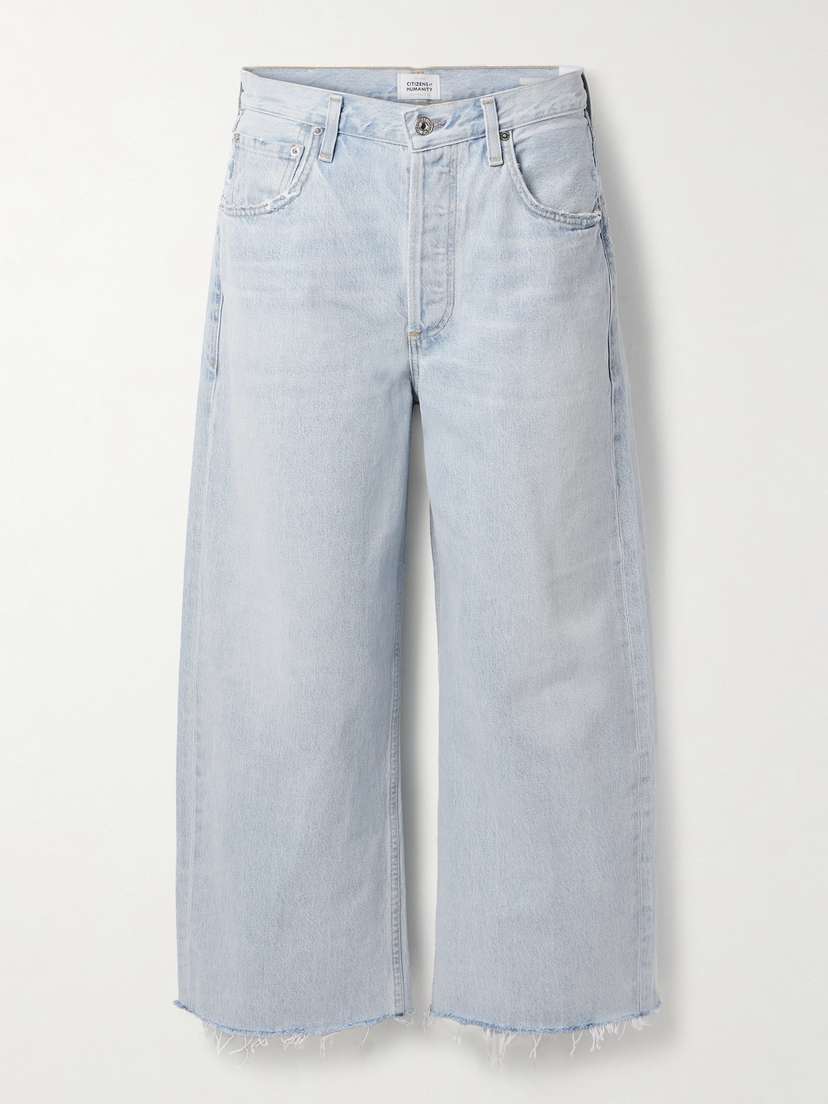 Citizens of Humanity Ayla Cropped Frayed High-rise Wide-leg Jeans