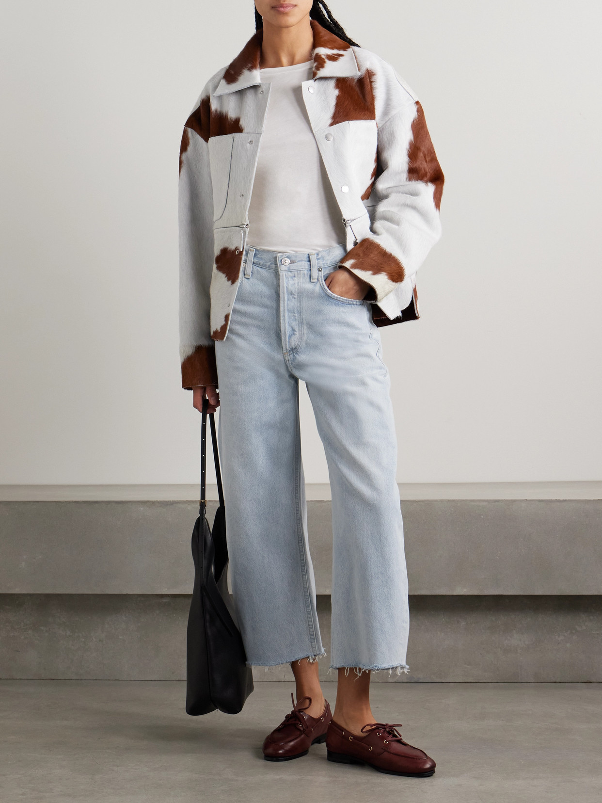 Citizen Of Humanity Ayla Cropped Frayed High-rise Wide-leg Jeans In Blue