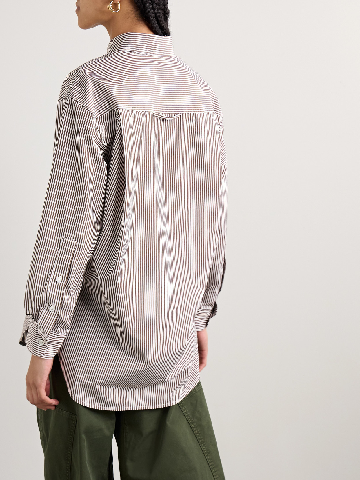 Citizen Of Humanity Kayla Striped Cotton-poplin Shirt In Brown