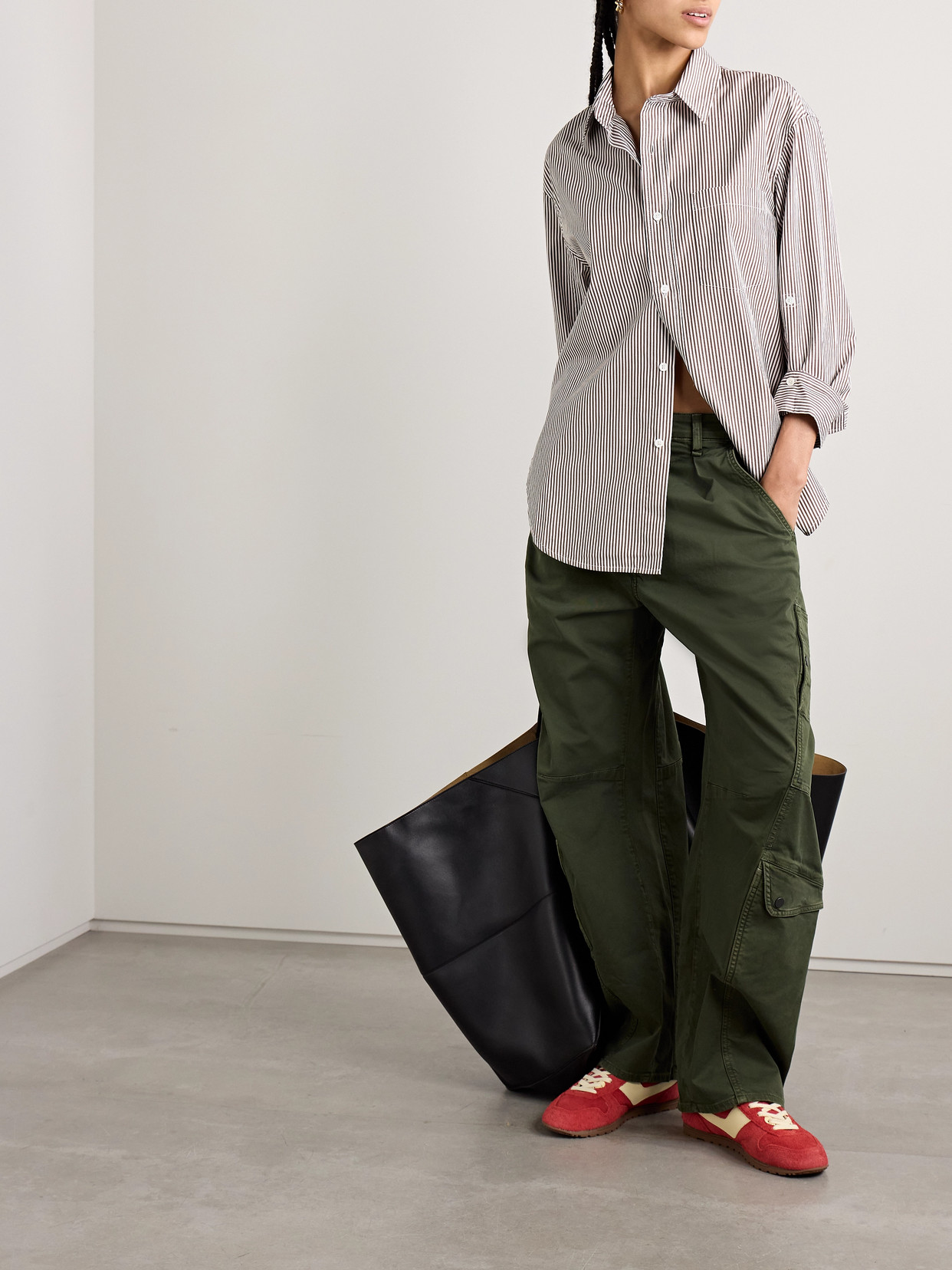 Citizen Of Humanity Kayla Striped Cotton-poplin Shirt In Brown