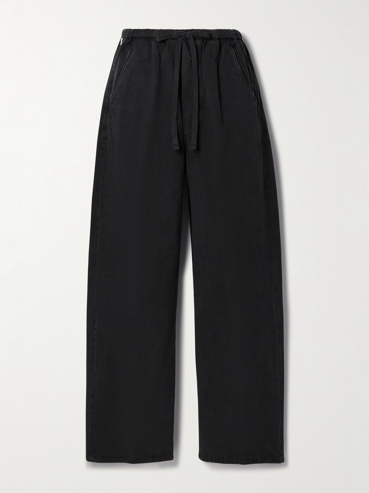 Citizens Of Humanity Aurora Cotton And Linen-blend Wide-leg Pants In Black