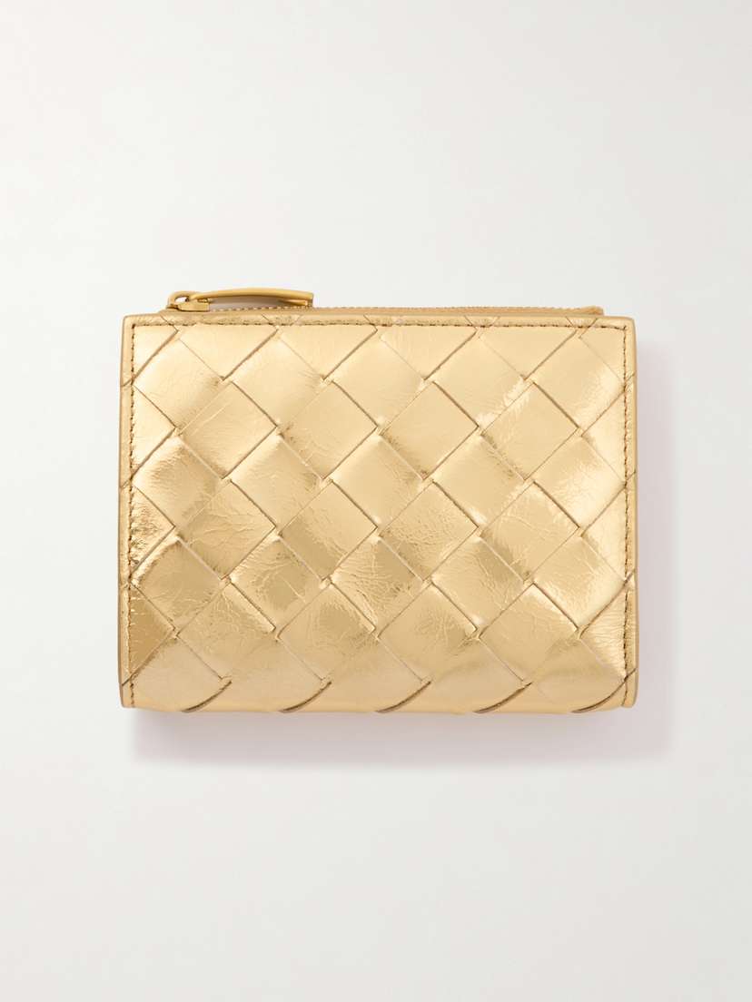 Bottega Veneta Intrecciato Metallic Leather Wallet