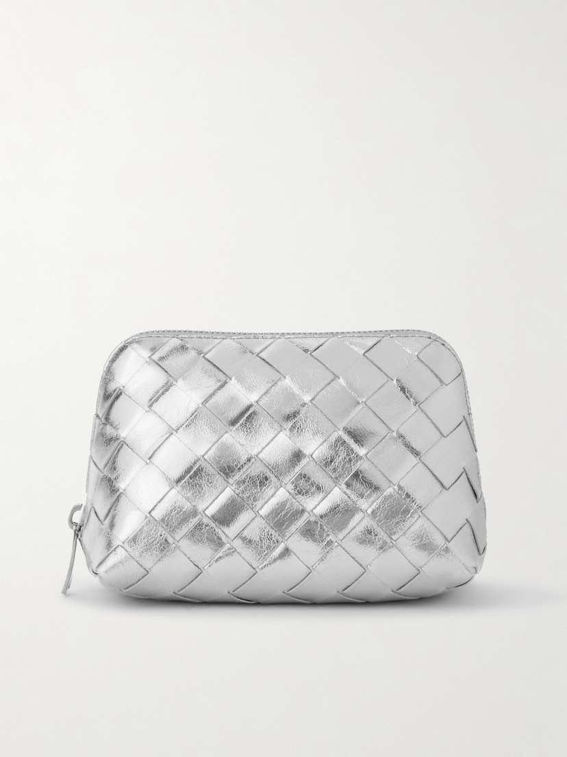 Bottega Veneta Intrecciato Metallic Leather Pouch