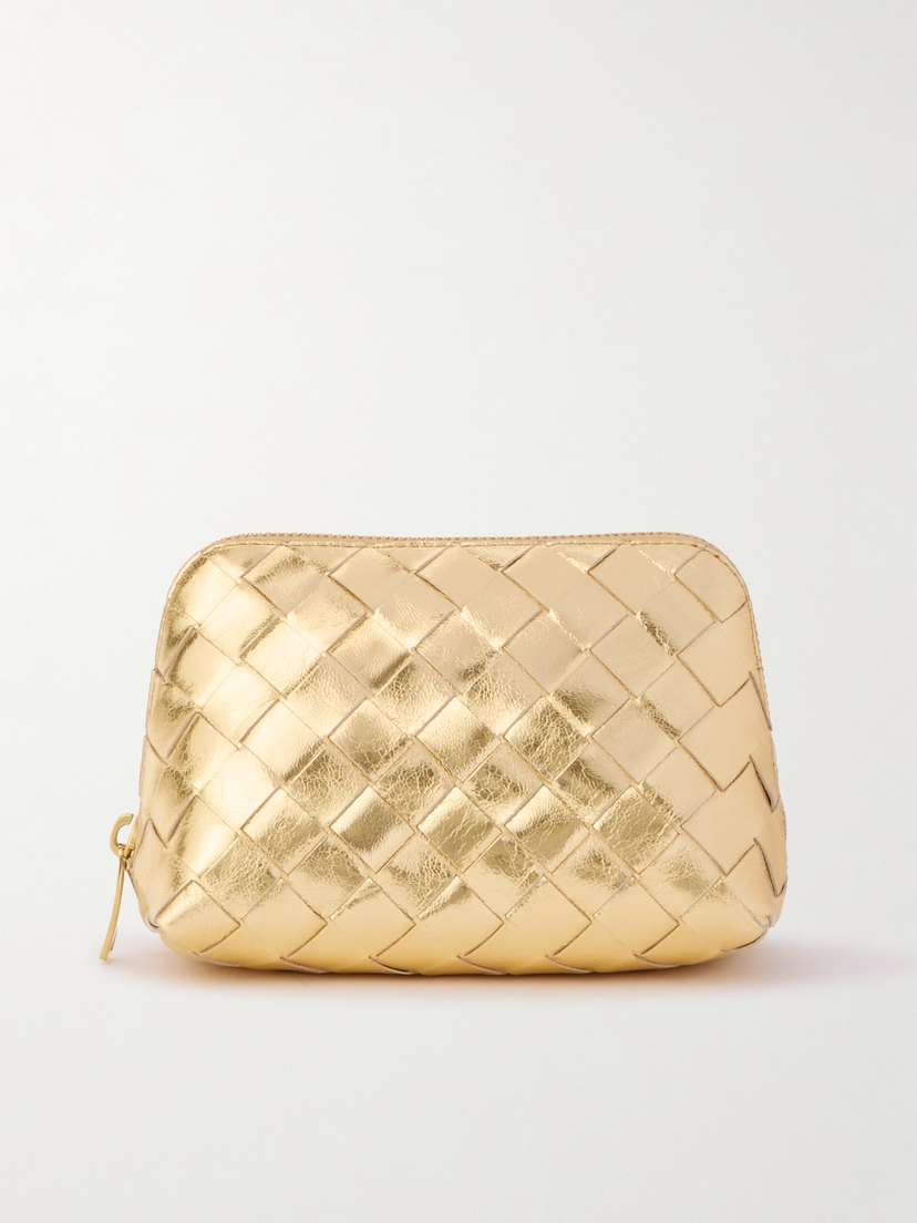 Bottega Veneta Intrecciato Metallic Leather Pouch