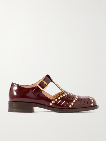 BALLY Spiegel studded cutout glossed-leather brogues