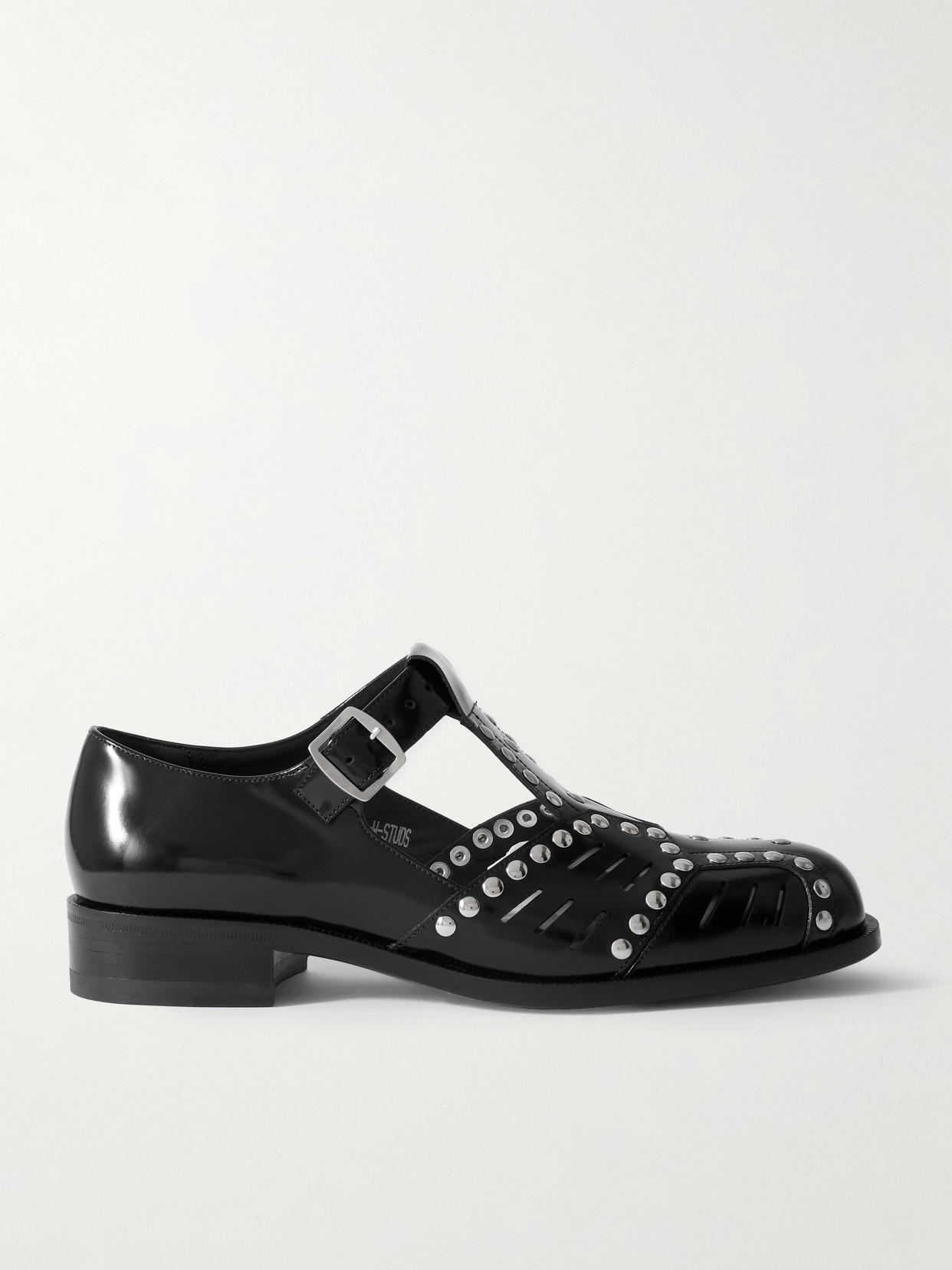 BALLY - Spiegel Studded Cutout Glossed-leather Sandals - Black