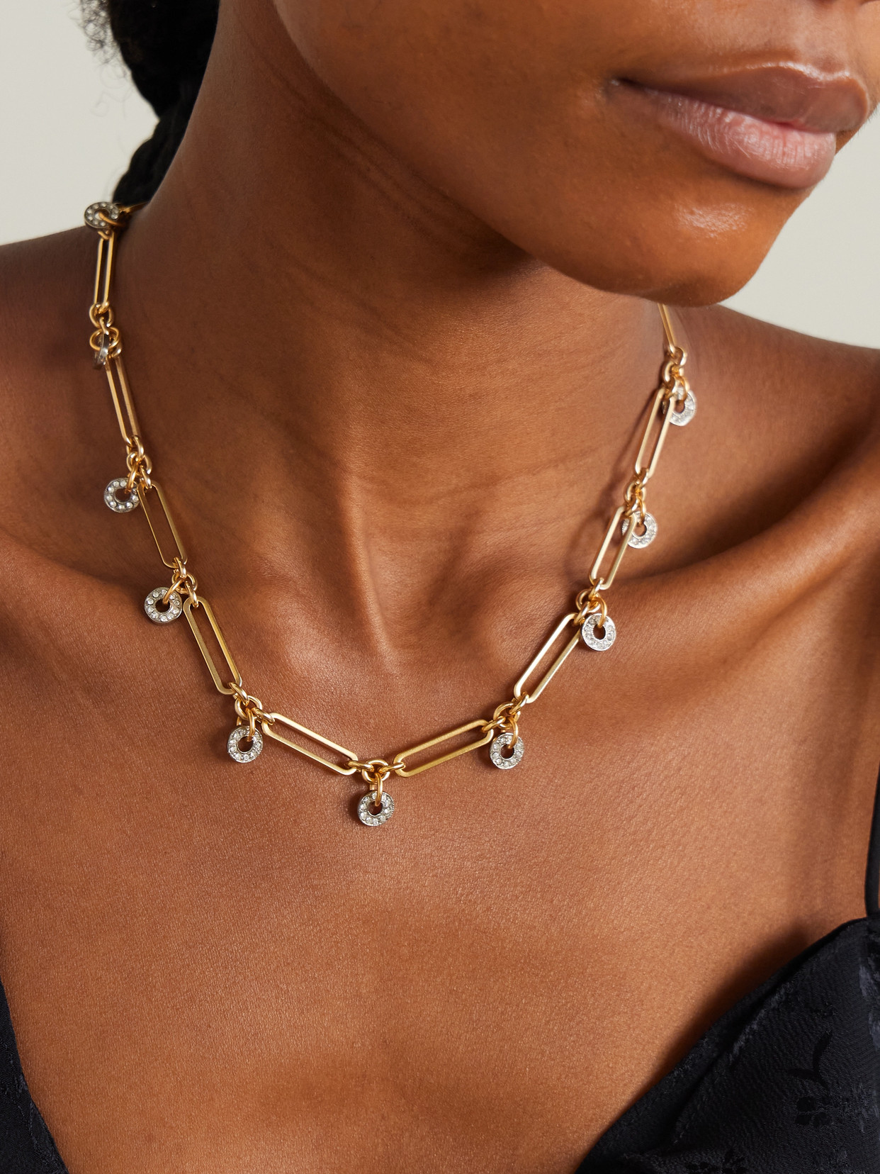 Shop Maison Mayle La Ronde Gold-plated And Silver-tone Crystal Necklace