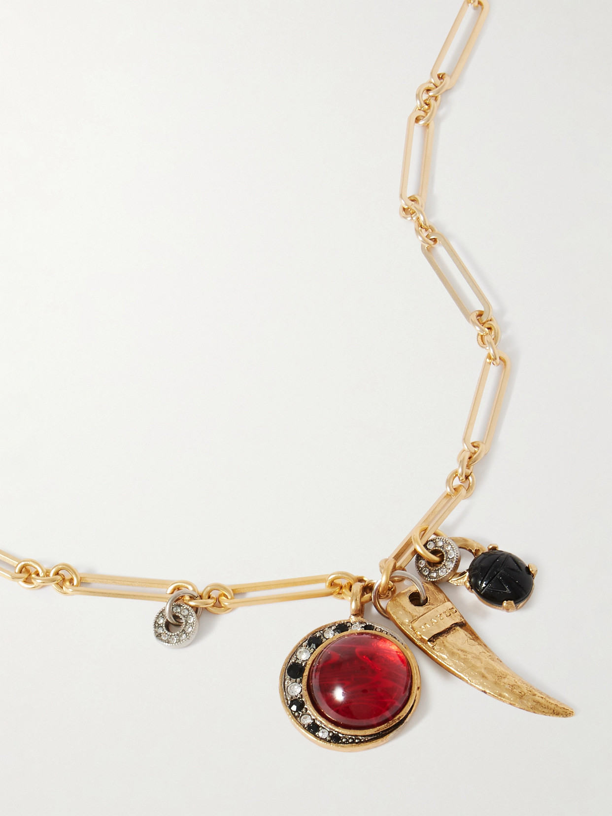 Maison Mayle Long Links Combo Gold-plated, Crystal And Enamel Necklace In Gold