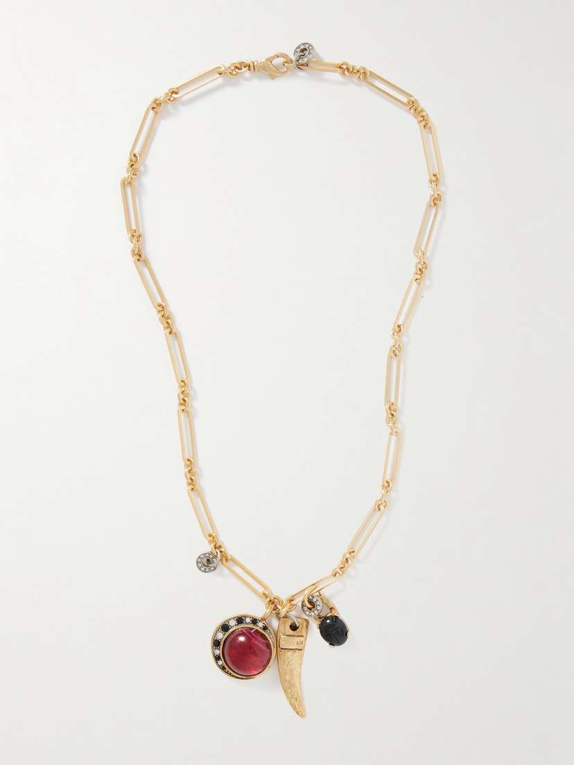MAISON MAYLE Long Links Combo Gold-plated, Crystal And Enamel Necklace