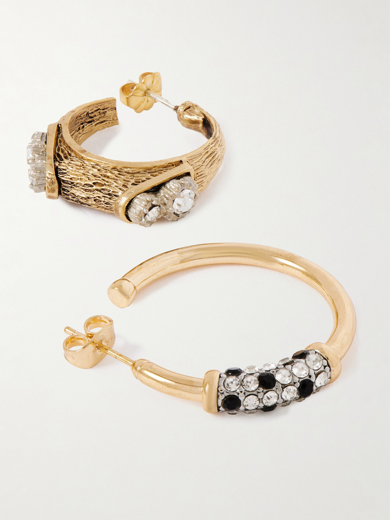 Maison Mayle Twin T.e.r. Set Of Two Gold-plated Crystal Earrings In Gold