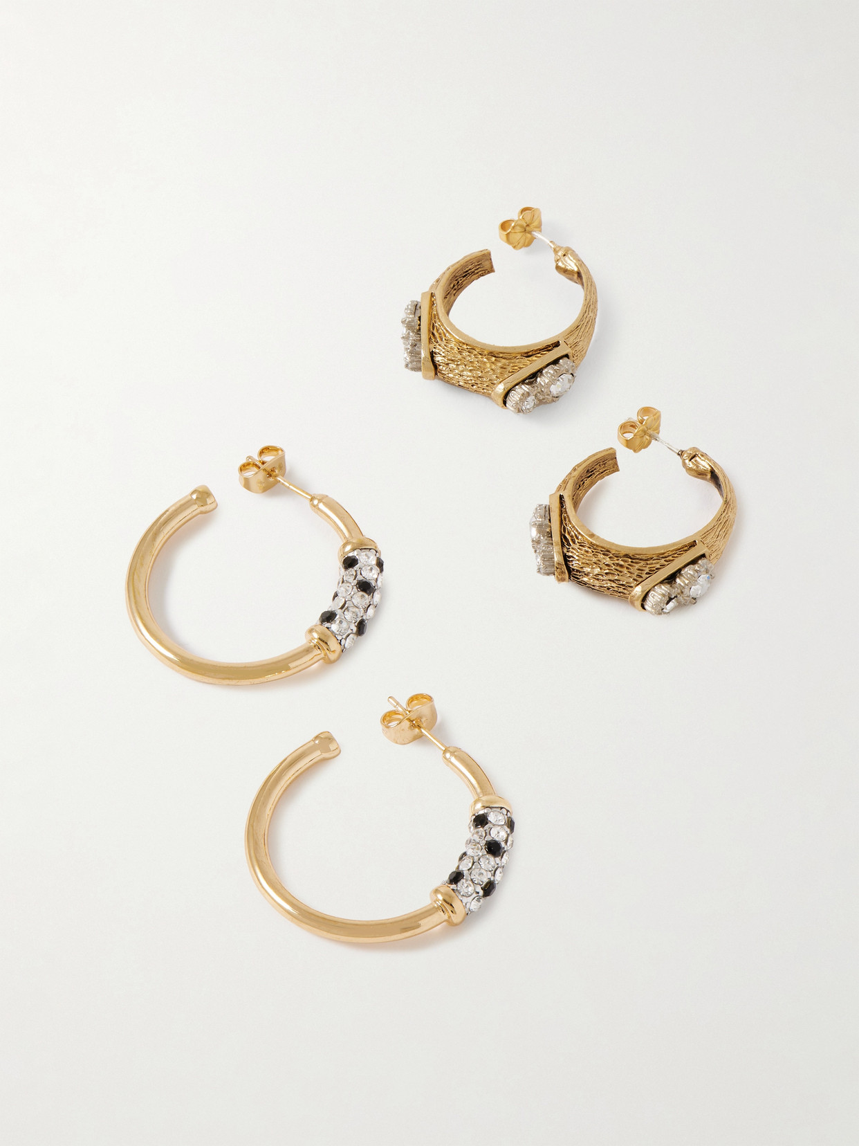 Maison Mayle Twin T.e.r. Set Of Two Gold-plated Crystal Earrings