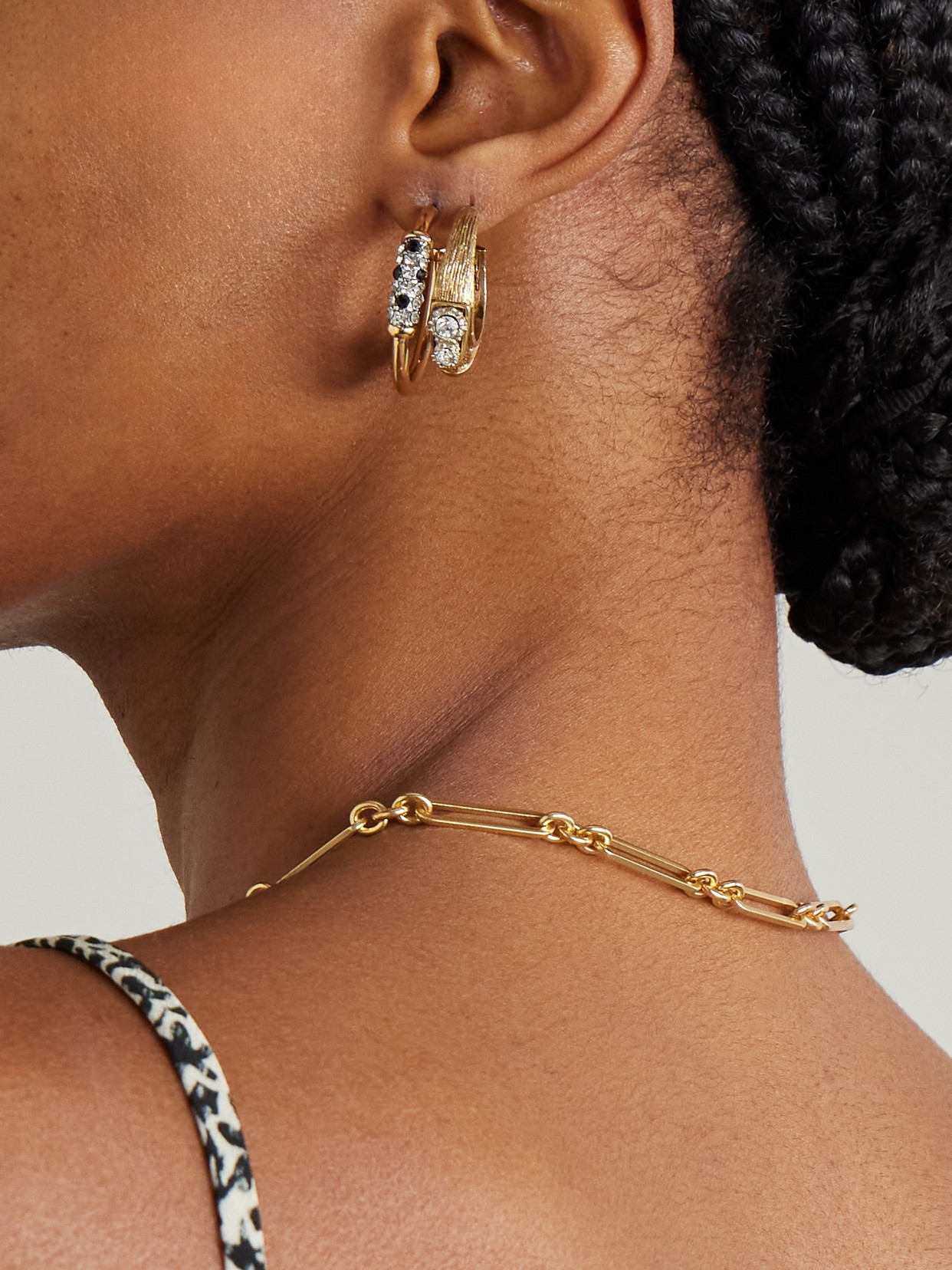 Maison Mayle Twin T.e.r. Set Of Two Gold-plated Crystal Earrings In Gold