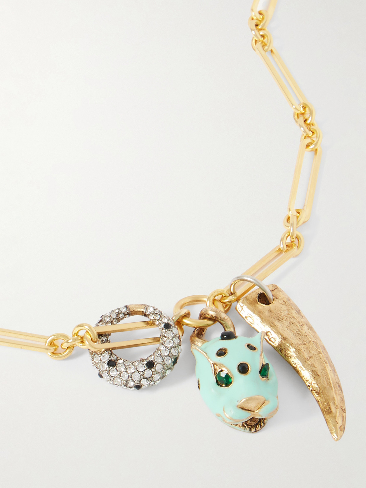 MAISON MAYLE LONG LINKS COMBO GOLD-PLATED, ENAMEL AND CRYSTAL NECKLACE